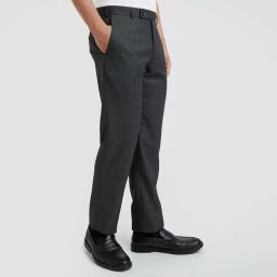 park avenue Men's Regular Fit Structure Pattern Poly Viscose Blend Flat Front Formal Trouser (Size: 34)-PMTX07632-G8 Dark Grey, Mid Rise image 1