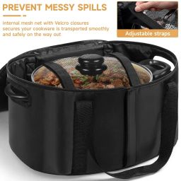 LASUK Portable Slow Cooker Travel Bag, Isulated Carrier Case Tote for 4-8 Quart Crock Carrier Compatible with Else Brands, Internal Mesh Net Holds Pot in Place, For Travel, Outdoor, Picnic image 4