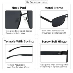 royal son Men Retro Rectangle Polarized Sunglasses image 3