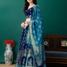 swami studio traditonal womens wear banarasi silk lehenga choli. image 3