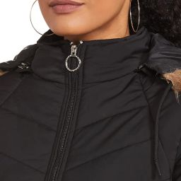qube by fort collins Women's Nylon & Net Nylon Maxi Standard Length Jacket image 3