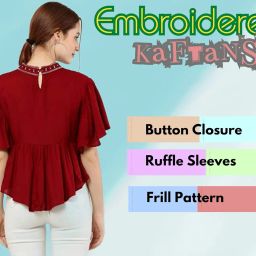 Regular Women's Kaftan Top Maroon, Medium (38)\ image 2