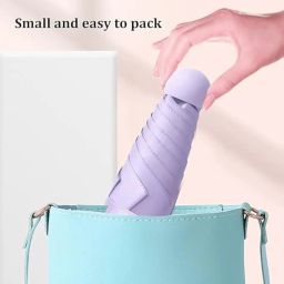 alexvyan Mini Umbrella with Case for Men & Women (Manual Open) Compact Travelling Umbrella, Polyester & UV Protection Fabric for Summer/Anti-Slip Handle- Use in Rain & Summer- 6 Frame-2024 (Purple) image 3