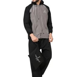 fabseasons Lightweight Waterproof Raincoat set of Top & Bottom for Men's, with hood & Reflector at back image 5
