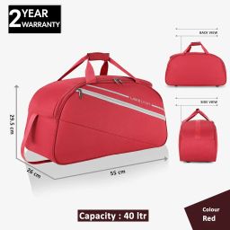 lavie sport Polyester Strato Medium 55 Cms Duffle Bag | Spacious Duffle Bag for Weekend Getaways, 26 cm, Red image 5