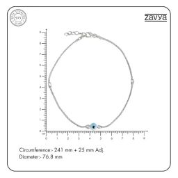 zavya 925 Sterling Silver Beads Evil eye Rhodium Plating Chain Anklet (Pair) | | Gift for Women & Girls | With Certificate of Authenticity & 925 Stamp image 5