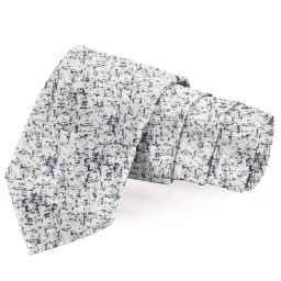 blacksmith White Crackal Printed Tie and Pocket Square Set for Men with Natural Stone Cufflink and Matching Flower Lapel Pin image 3