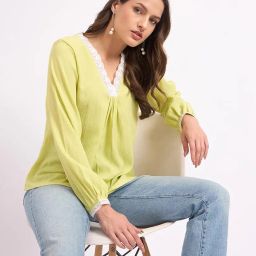 shewill Self Design Lace A-Line Top – Stylish Ethnic & Western Tops for Women – Summer Travel Wear, Trendy Tops for Jeans, Lightweight, Comfortable, Elegant & Chic Look image 5