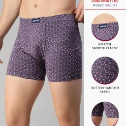 lux cozi Men's 100% Cotton Printed Inner Elastic Long Trunk | Printed Long Trunk for Men | Color and Print May Vary | Long Trunk for Men Pack of 4 image 4