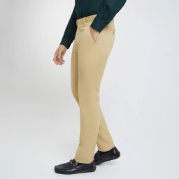 raymond Men Slim Fit Solid Pattern Polyester Blend Pleatless Formal Trouser image 2