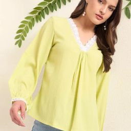 shewill Self Design Lace A-Line Top – Stylish Ethnic & Western Tops for Women – Summer Travel Wear, Trendy Tops for Jeans, Lightweight, Comfortable, Elegant & Chic Look image 4