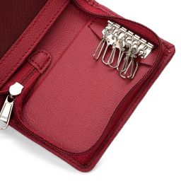 essart (Sarvika PU Leather Packi of 1 Key Case Pouch Wallet Keychain Key pouch holder Men & Women Key Pouch Holder, Bank Locker Key Pouch with 6 Hooks Zipper Closure image 2