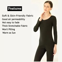 tlismi Women’s Ultra Soft Fabric Thermal Innerwear Set Comfy Solid Colored Warm Fleece Lined Base Layer Round Neck Long Sleeved Top & Stretchable Legging Set image 4