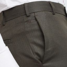 raymond Men's Slim Fit Mid Rise Structure Pattern Poly Viscose Blend Flat Front Formal Trouser image 5