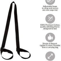Humble Heart Yoga Mat Carrier Strap, Adjustable Thick Straps Sling for Carrying Large Mats, Stretching Band 2 in 1 Functionality with adjustable loop and secure Buckle, 62 Inch Long, Black image 2