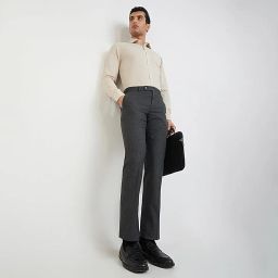 park avenue Men's Regular Fit Mid Rise Checks Pattern Poly Viscose Blend Flat Front Formal Trouser image 4