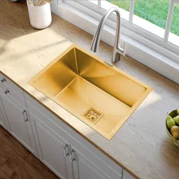 Gold Finish Handmade Kitchen Sink With Steel Waste Coupling 24*18*10_Gold Vessel Sink-image-36