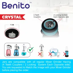 benito Crystal Juicer Jar 1L – Unbreakable Transparent Polycarbonate with Blade Mixer Juicer Jar image 4