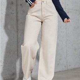 Women Straight Fit High Rise Beige Jeans-image-23