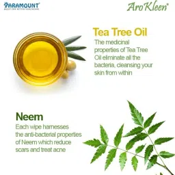 aro kleen Cleansing & Refreshing Facial Wet Wipes With Neem & Tea Tree (Pack of 2) image 3