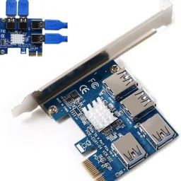 microware PCI-E Splitter 1x4 PCI Riser Card,PCIe 1 to 4 PCI-Express 16X Slots Riser Card, Network Interface Card-12