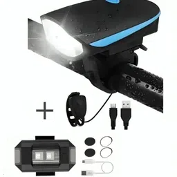 highrider USB Rechargeable Blue Cycle Light & Horn with Helmet Light(Multi Modes) Bell-picture-35