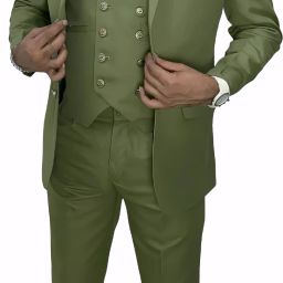 Men Single Breasted Solid Suit-image-87