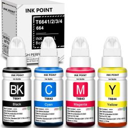 inkpoint Ink Refill For Epson T664 L100 , L110 , L130 , L200 , L210 , L220 , L300 , L385 Black + Tri Color Combo Pack Ink Bottle-image-59