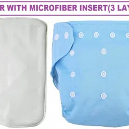 Premium Quality Fashionable/Trendy Quick Dry Adjustable & Reusable Cloth Diaper Nappy Waterproof With 1 Microfiber Bamboo Insert Pad(3 Layers) Wetfree for Babies/New Borns/Infants(0-14 Months;BLUE)-14