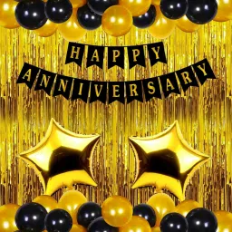 Golden Black Theme Anniversary Decoration Items For Kids & Adults-image-91