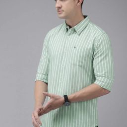 Men Slim Fit Striped Button Down Collar Casual Shirt-image-104