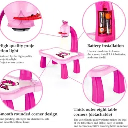 tanishka enterprises Kids Drawing Projector Table | Trace and Draw Board With LED Light & Music image 5