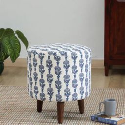 casacraft from pepperfry Drake Fabric Seating Stool In Provincial Teak Finish-picture-8