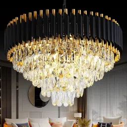 Black Chandeliers Black Gold Crystal Chandelier Ceiling Light for Living Room Chandelier Ceiling Lamp-picture-7