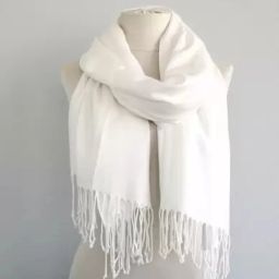 Solid Viscose, Velvet Women White Scarf, Stole, Fancy Scarf-image-4
