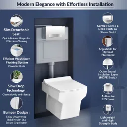 plantex Commode/Ceramic Toilet with Conceal Flush Tank/Wall Hung Toilet with Dual Flush Tank/Toilet with Soft Closing Toilet Seat/Tank with all internal accessories Western Commode image 2