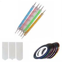Nail Art Combo 5pc Nail Art Pen Set,10 pc Stripping Roll Tape And A French Manicure Nail Art Tip Sticker-14