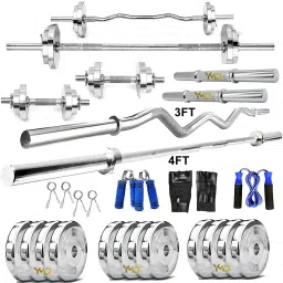 10 kg Steel Plates 2.5KGX4Pc 3FT Curl & 4FT STRT 28mm Rods With Solid Rods Home Gym Combo-39