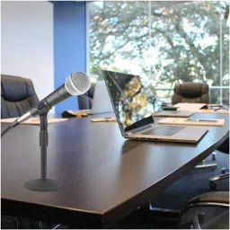 balrama Round Base Desktop Mic Stand Adjustable Height Table Top Stand Mic Clip Holder Studio Desktop Microphone Stand for Broadcasts Podcasts Singing Computer Meeting Indoor PA System image 2