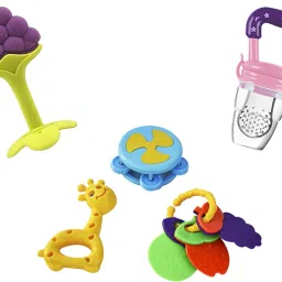 Rattles Toys(Set of 3) with One Teether And One Nibbler Rattle-9