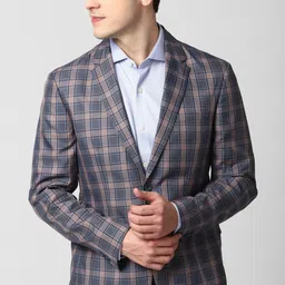 peter england Men Checkered Single Breasted Formal Blazer-picture-30