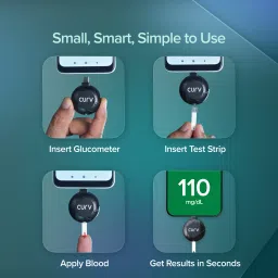 beato CURV Smartphone | Sugar Test Machine with 100 Strips & 100 Lancets Glucometer image 3