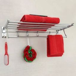 Stainless Steel Folding Towel Rack Chrome Finish 24 Inches (Stainless Steel) Silver Towel Holder-image-50