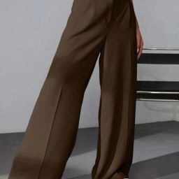 Women Loose Fit Brown Polyester Trousers-image-27