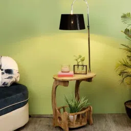 sapphire Gabrielle Black Fabric Shade Shelf Floor Lamp With Wood Base-picture-5