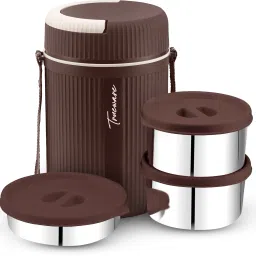 2 Insulated Hot Lunch Box With 2 SS Container 300 ML & 1 SS Container 200ML 3 Containers Lunch Box-0