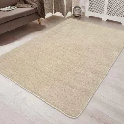 saral home Beige Solid Cotton 6 ft x 9 ft Hand Woven Carpet-picture-42
