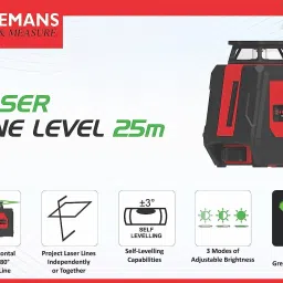 freemans PRO-LL25 Test & Measure Green Beam Self Levelling 25m Cross Laser With Magnetic Line Level image 2