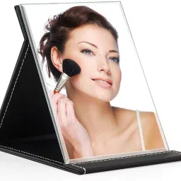 Portable Folding Makeup Mirror,Frameless PU Leather Travel Vanity Compact Mirror-1