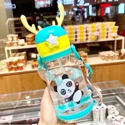 Deer Horn Design Kids Portable Sipper Water Bottle Cartoon Print for Children's-image-46